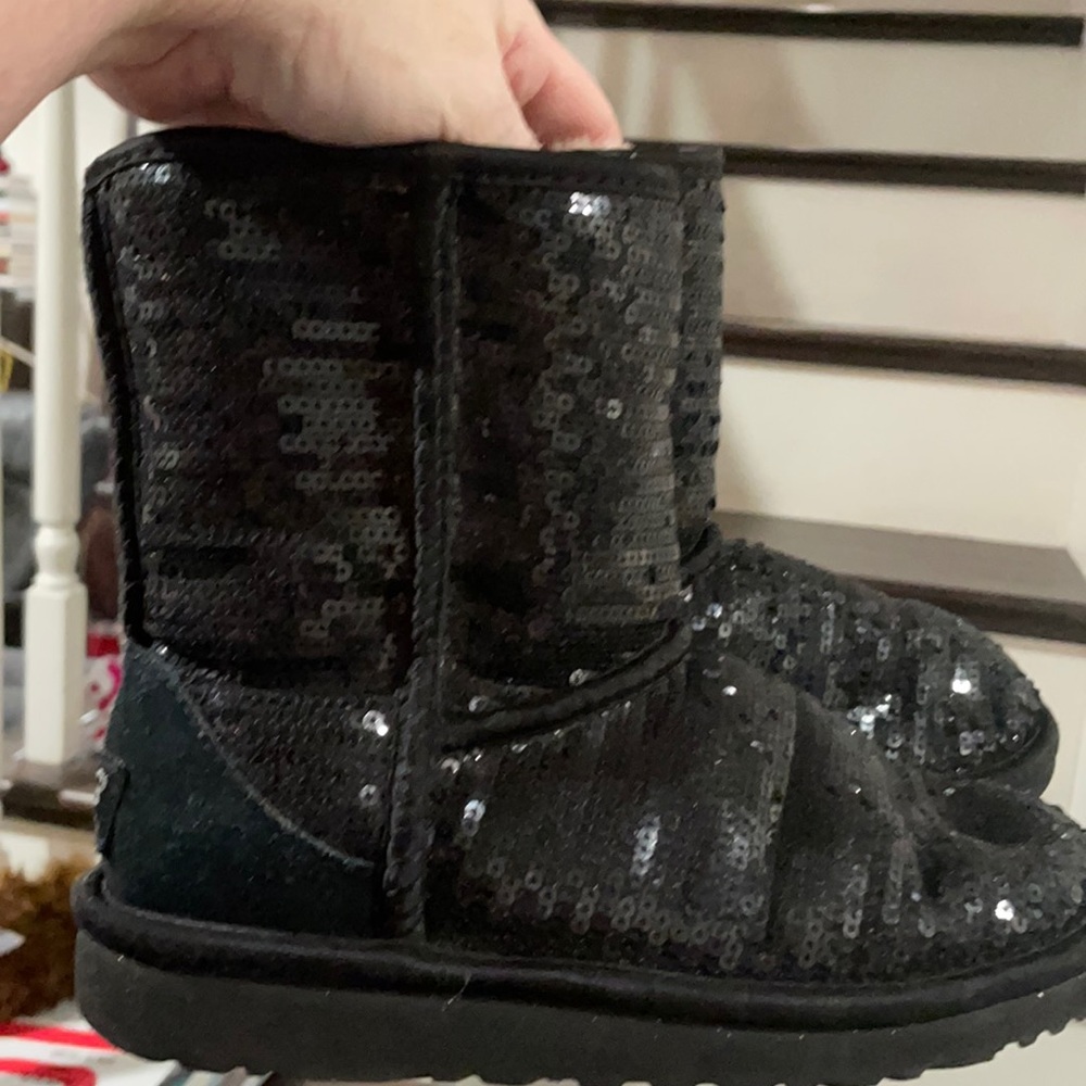 Kids black sequin Ugg boots